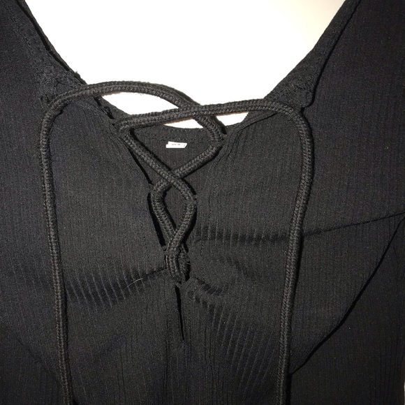 Black tie-front body suit - Picture 1 of 2